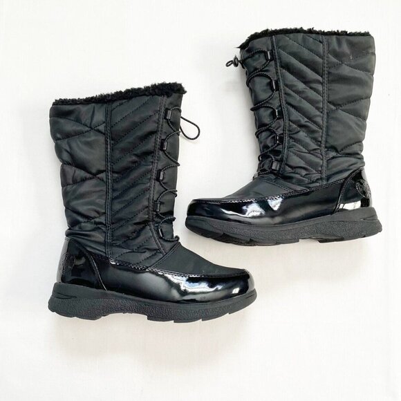 Totes Black Sherpa Lined Winter Boots Size 4 - Picture 1 of 10